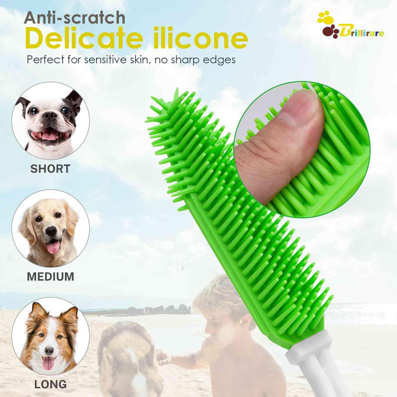 2 Pack Dog Grooming Bath Brush, Premium Soft Silicone Pet Brushes with Handle, Shampoo Soothing Comb for Wet Dry Long Short Haired Dogs & Cats Massaging, Deshedding Shower Scrubbing - PawsPlanet Australia