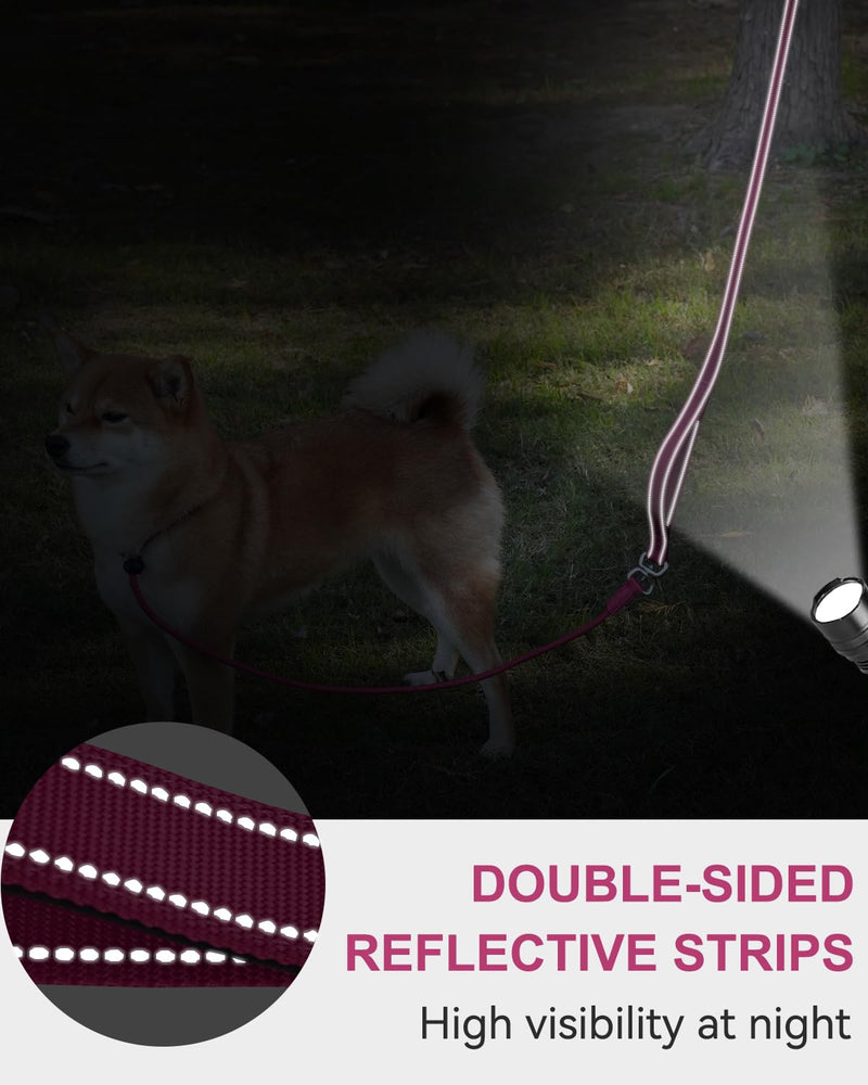 Joytale Tangle-Free Slip Leads for Dogs, 6 FT Slip Leash with Padded Double Handle, Reflective Nylon Training Leash for Small Medium Dogs 15-40 Lbs, Hot Pink 6 Feet(15-40lbs) - PawsPlanet Australia