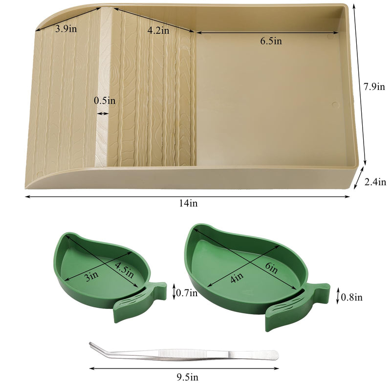 Hacaroa 4 Pcs Tortoise Water Dish with Ramp and Basking Platform, Mango Reptile Food Dish Turtle Water Bowl, Reptile Bathing Pool Amphibians Habitat Accessories for Lizard, Box Turtle, Horned Frog - PawsPlanet Australia