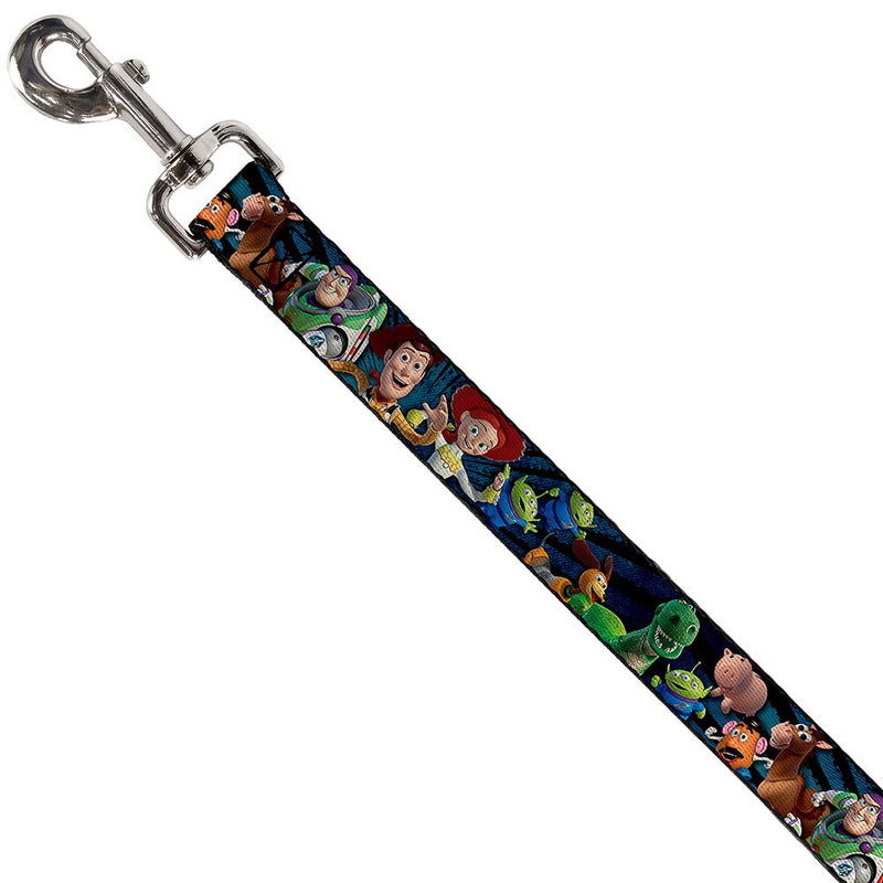 Buckle-Down Pet Leash - Toy Story Characters Running Denim Rays - 6 Feet Long - 1.5" Wide