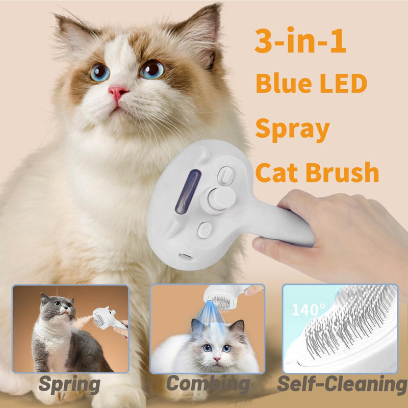 3 In 1 Grooming Brush For Cats & Dogs Spray Brush Carrying Water,Steam Generating Comb&Pets Cleansing Tools Cleaning&Massaging&Hair Removal -Gift For Pets (white) white - PawsPlanet Australia