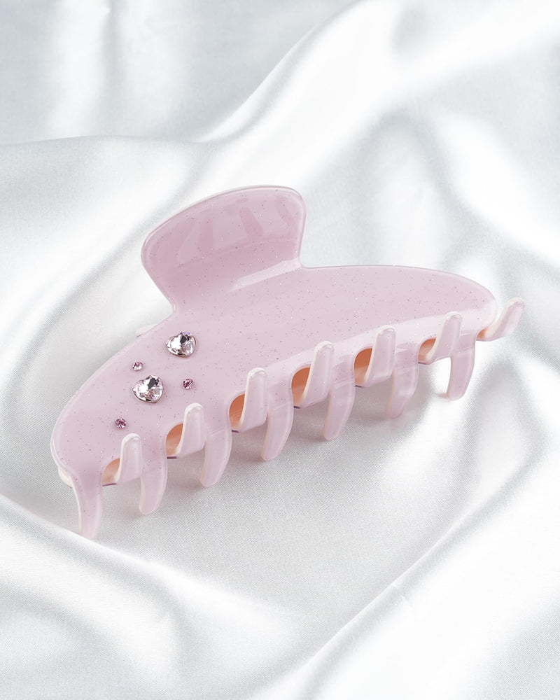 MAORULU Cute Claw Clip for Women – 4'' Large Acetate Hair Clips for Thick Thin Curly Long Hair, Rhinestone Jaw Clip Non-slip Hair Clamps, Strong Hold, Stylish French Design (Pink Rhinestone Clips) Pink Rhinestone Clips - PawsPlanet Australia