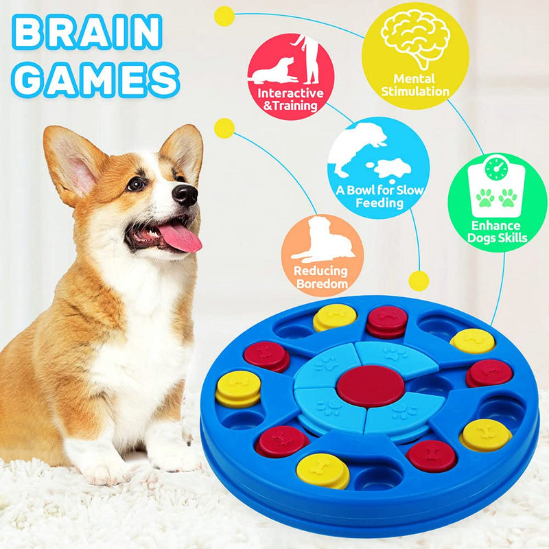 Dog Puzzle Toys Interactive Puzzle Game Dog Toy for Smart Dogs IQ Stimulation Treat Puzzle Toy for Dogs Treat Training , Puzzle Slow Feeder to Aid Pets Digestion (Advanced Level 2-3) Navy Blue