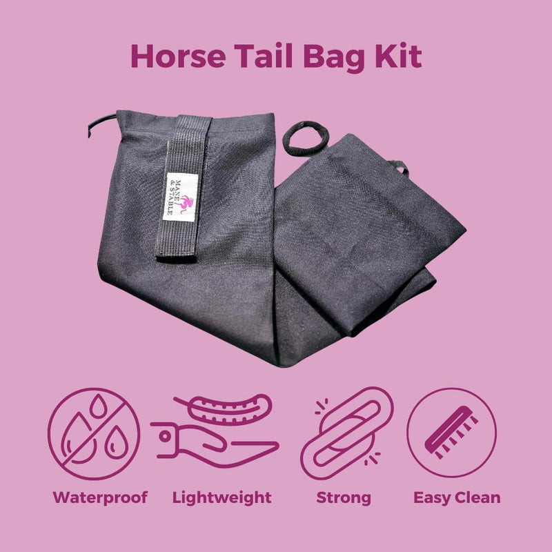 MANE & STABLE Premium Waterproof Horse Tail Bag - Adjustable Protective Slip On Horse Tail Wrap - Quick Release Tail Guard for Braided Or Loose Horse Tails. 31.5 Inches Long. Black - PawsPlanet Australia