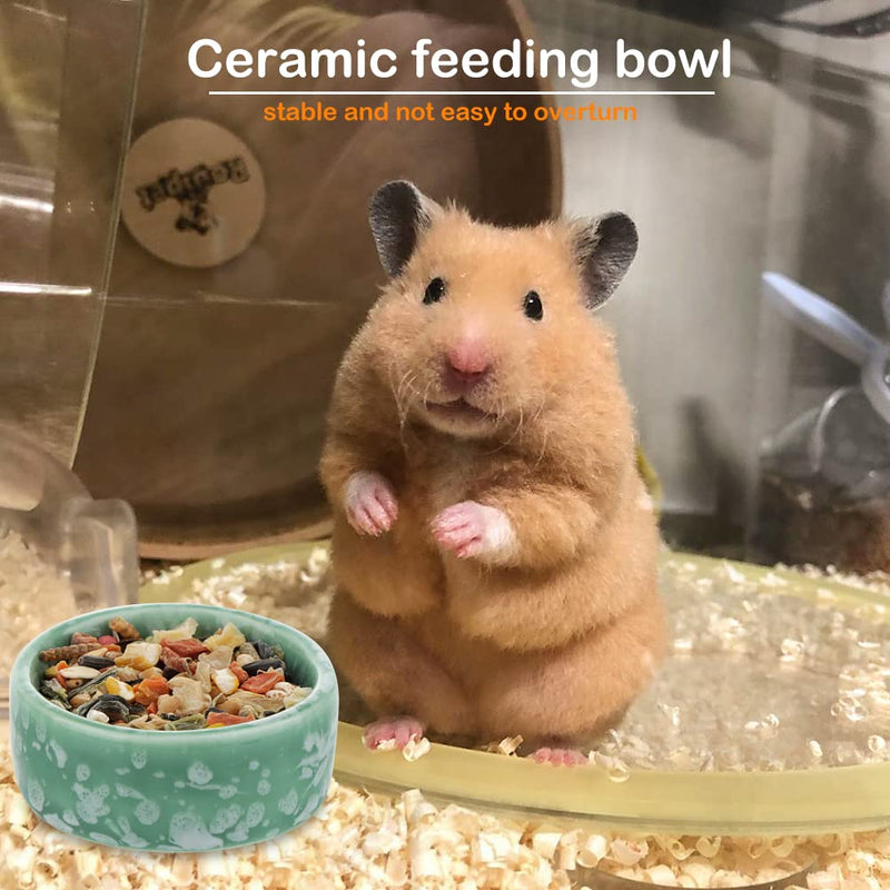 2 Pcs Hamster Ceramic Food Bowl Chew-Resistant Food and Water Dish for Hamster Rat Small Animals (Green and Purple)