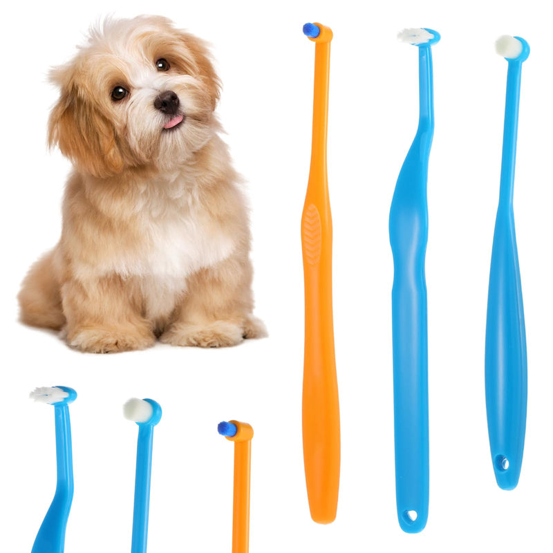 Small Dog Toothbrush Cat Puppy Tooth Brushing Kit Mini Micro Head Teeth Brush Pet Dental Care for Kitten Tiny Pet Doggy Deep Dental Cleaning Easy to Handle Soft Bristles Multi-Angle 3 PCS
