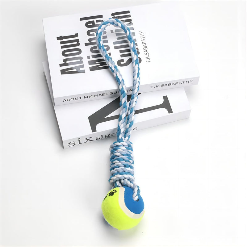 Dog Ball and Cotton Rope Dog Toy, Interactive Dog Toy with Tennis Balls,Indoor and Outdoor Tug Toy for Dogs with Cotton Rope for Durable Dog Toys for Small, Medium, and Large Dogs (Blue) blue - PawsPlanet Australia