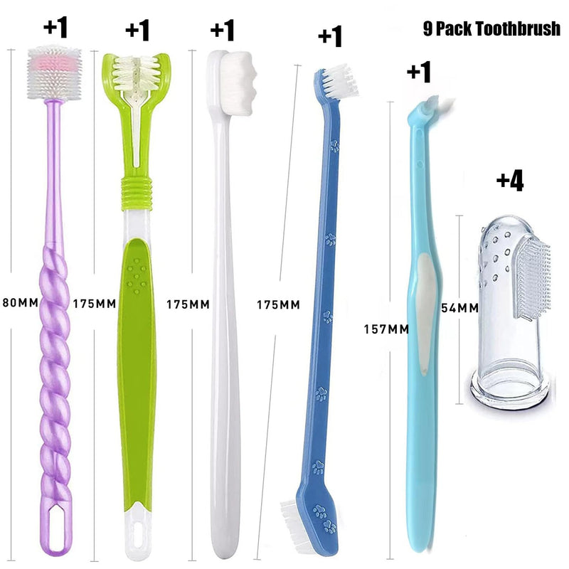 Dog Toothbrush, Finger Toothbrushes, 360 Degree Toothbrush, Triple Head Dog Toothbrushes, Double Head Toothbrush,Cleaning Brushes for Dog Cat Oral Dental Health 9Pack - PawsPlanet Australia