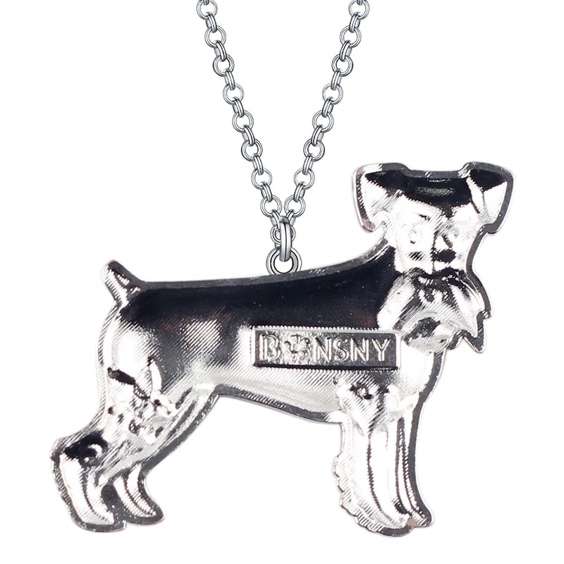 BONSNY Signature DOG collection Love Pets“SILVER”Statement SCHNAUZER Necklace Dog Animal Pendant Multicolor - PawsPlanet Australia