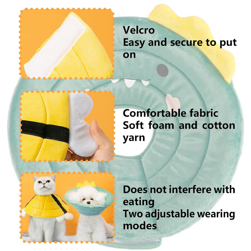 Cat Collar Soft Leak Protection Dog Protective Collar Cone Collars Adjustable for Pets Recovery Collar Green Dinosaur Green Dinosaur, M