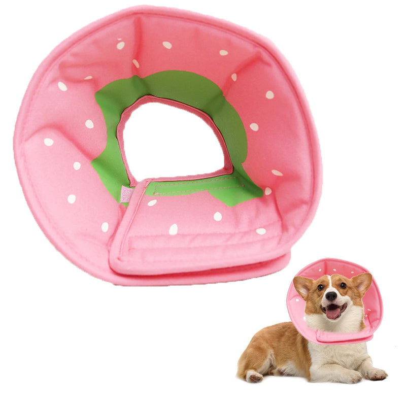 Soft Dog Cone Collar for Dogs After Surgery, Adjustable Dog Recovery Cone Collar for Medium Small Puppy Dogs and Cats to Stop Licking (Strawberry XL) Strawberry XL (13-15'' M/L Dog)