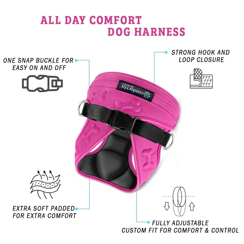 Comfort Fit Dog Harness No Pull No Escape Harness Adjustable Buckles Soft Padded Reflective Choke Step in Dog Vest with Easy Control Handle for Small Medium Large Dogs & Puppies S (Chest 13"-17") Pink - PawsPlanet Australia