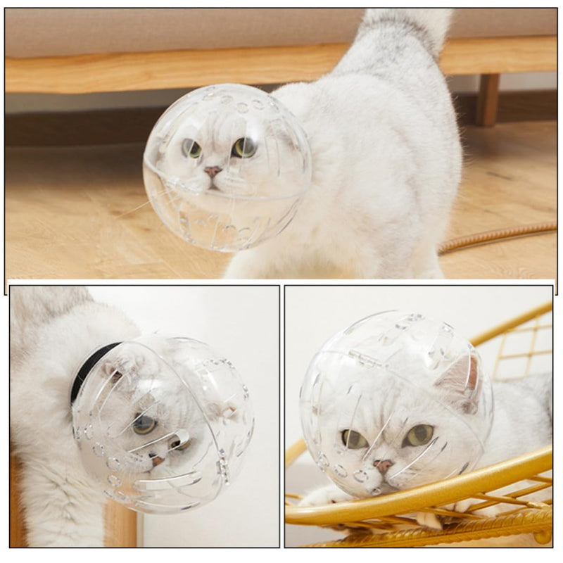 NUOBESTY Cat Helmet made of ABS with Transparent Round Protection Reduces Fear and Prevents Worsening of Injuries. Fits cats with a neck circumference of 27-31 cm.