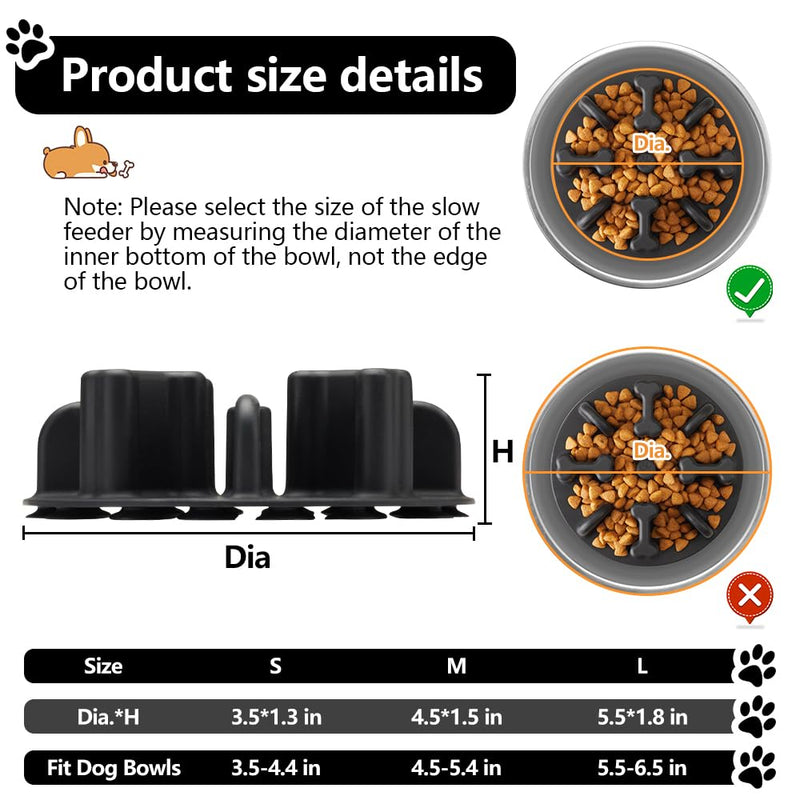 Slow Feeder Dog Bowls Insert, Animire Soft Silicone Anti-Choking Puzzle Slow Feeder, Anti-Slip Slow Down Eating Feeder Insert, Compatible with Regular Elevated Dog Bowls L Black - PawsPlanet Australia