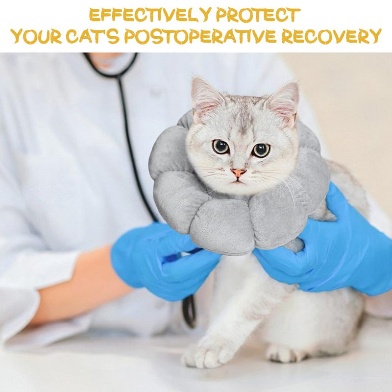 Protective Collar Cat, Collar Cat Leak Protection, Adjustable Cat Collar After Surgery, Protective Collar for Cats, Dog Collar, Soft, Collar Recovery Protective Cone for After Surgery gray