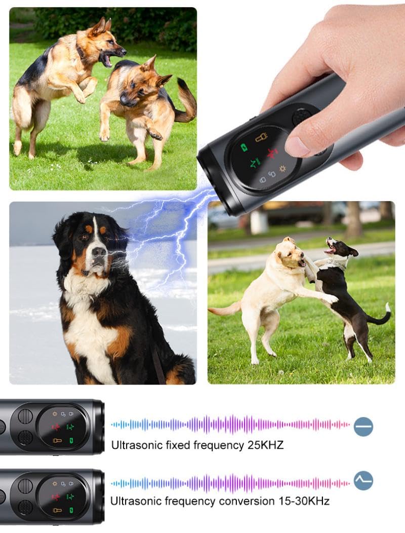 2025 Rechargeable Ultrasonic Dog Bark Deterrent, Anti-Barking Sonic Trainer, 50FT Range, LED Screen Display, Safe & Effective Bark Control, No Shock, for Indoor & Outdoor Pet Training - PawsPlanet Australia