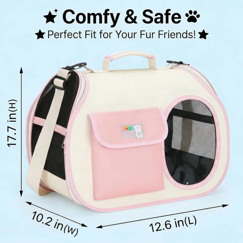 Dog Purse Carrier for Small Dogs-Pet Carrier Purse for Kitty and Puppy Soft Sided Carrier with Breathable Mesh Lightweight Pet Carrier Sling for Outing Travel Vet-Pale Pink Pale Pink One Size