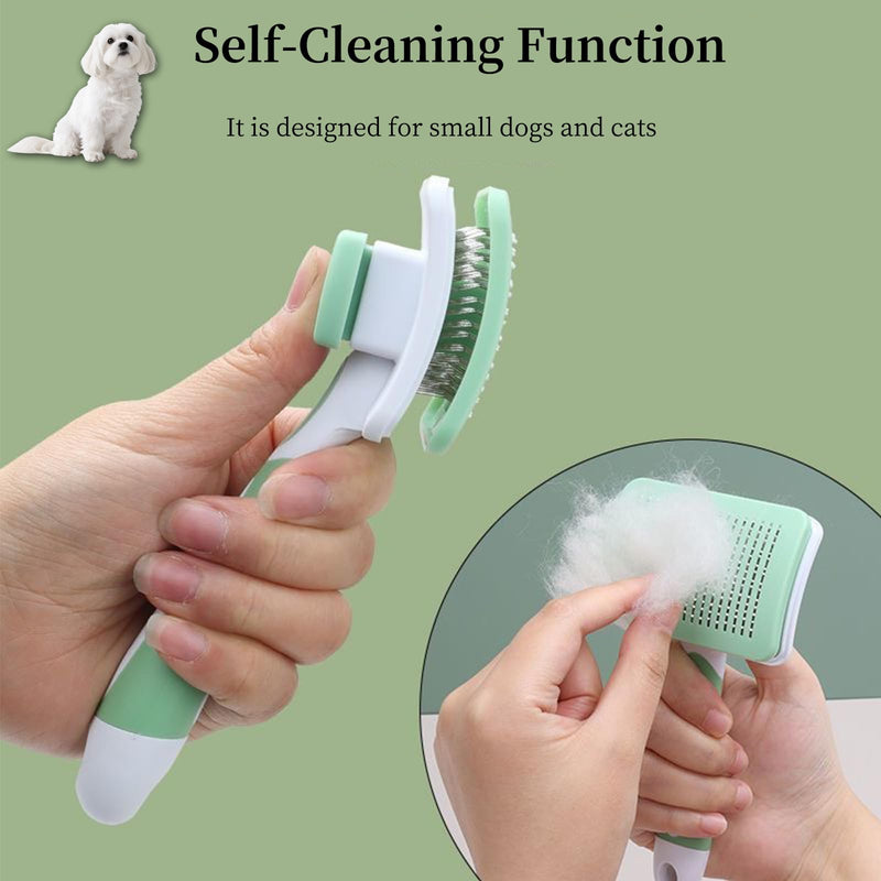Self Cleaning Slicker Dog Brush for Small Long-Haired Breeds, One-Click Hair Removal, Puppy Essentials, Fit Yorkie, Shih Tzu, Maltese, Maltipoo, Pomeranian, Pet Grooming Tool (Pink) Pink - PawsPlanet Australia