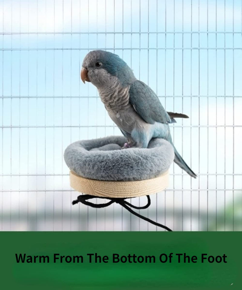 Bird Perch Stand Platform with Warm Cotton Cushion, Wood Parrot Perch for Pet Parrot, Budgies, Parakeet, Cockatiels, Conure, Lovebirds, Rat, Mouse Cage (Small, Grey) - PawsPlanet Australia