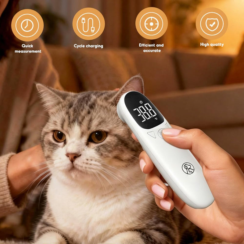 Dog Ear Thermometer, Dog and Cat Fever Thermometer with LED Display, 12.8 * 3.9 cm Portable Ear Thermometer for Dogs, Cats, Cows, Horses and Animals, Fast and Accurate