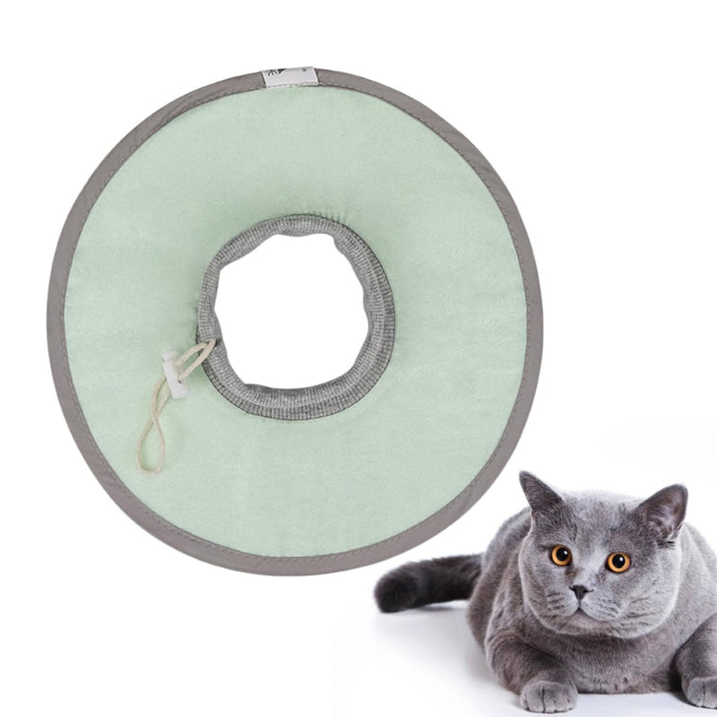 Beavorty Lightweight Soft Washable Nylon Cat Neck Brace in Green for Recovery After Surgery or Injury in Classic Round Design