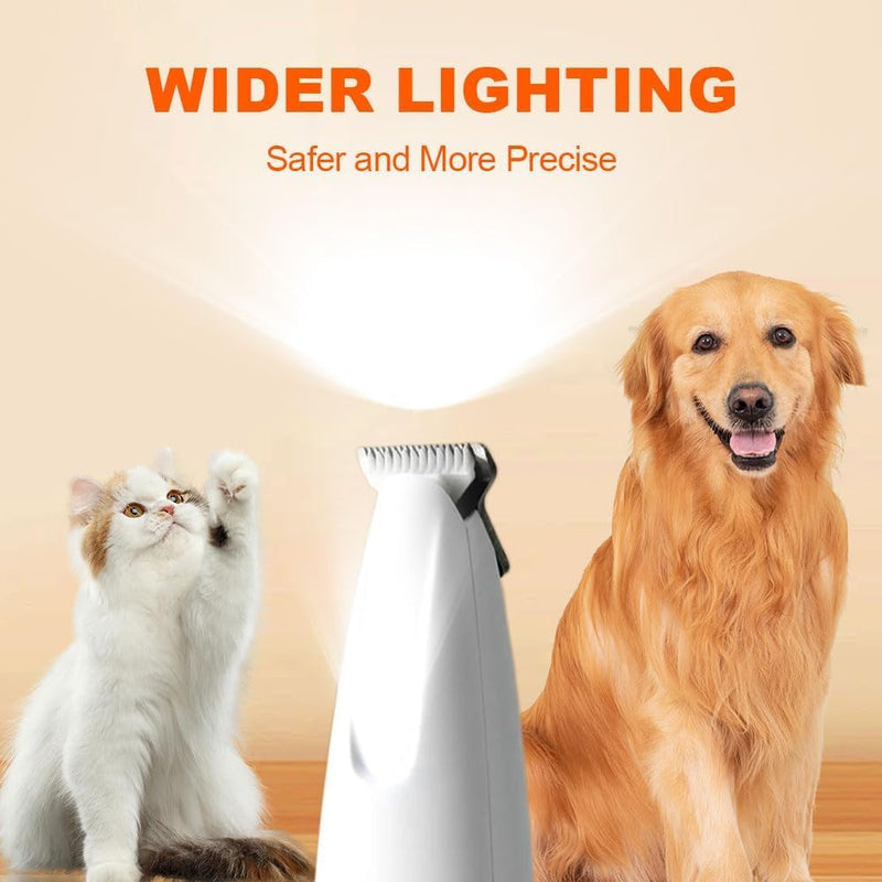 Dog Paw Trimmer,Furry Basics Pet Hair Trimmer,Saffory Dog Paw Trimmer with LED Light,Low Noise USB Rechargeable,Waterproof Pet Hair Shaver for Dogs and Cats White