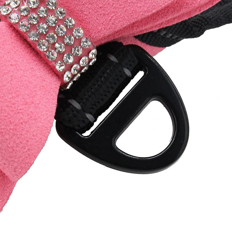 FUNAT Reflective Dog Harness with Rhinestone, Cute Bling Ties Dog Harness Dog Leash, Reflective Chest Strap with Shiny Bow (L, Pink) L - PawsPlanet Australia