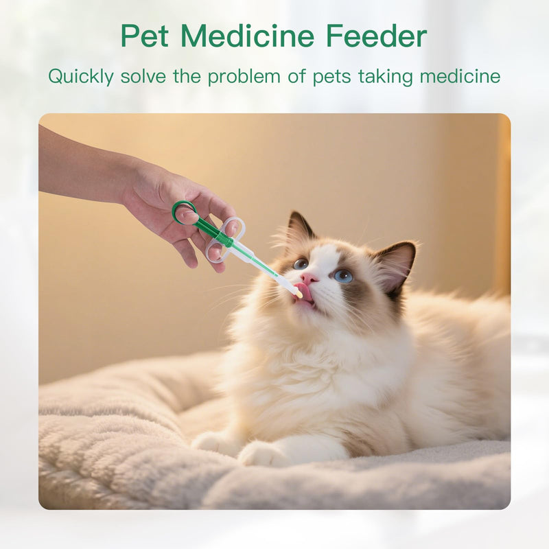 Pack of 2 Cat Pill Dispenser, Pill Dispenser for Cats, Medication Feeder Pet Pusher Shooter Pills Feeder Pet Medicine Syringe Dogs Pet Feeders for Cats Dogs Small Animal (Green) Green