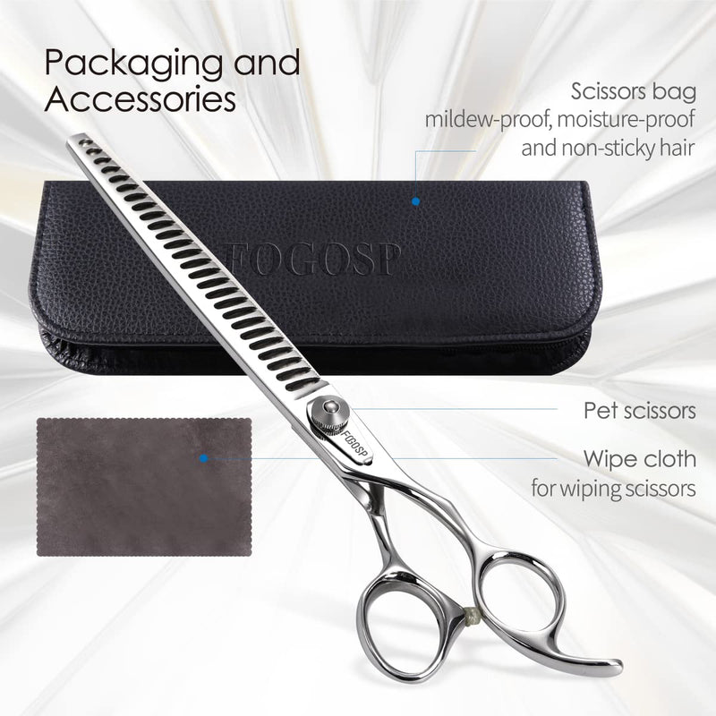 Professional Thinning Shears for Dogs with Micro Serrated Edge 8 inch Dog Grooming Scissors Long Chunkers Shears Japan 440C 70% Thinning Rate 26 Teeth(8in) 8.0 in - PawsPlanet Australia