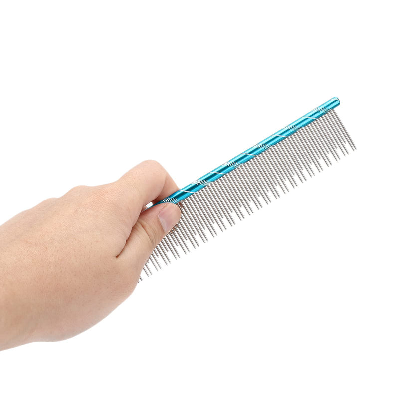 Zerodis Pet Hair Removal Comb, Reusable Stainless Steel, Blue, Cat Grooming, Thick Hair, 16 x 3.3cm/6.3 x 1.3in