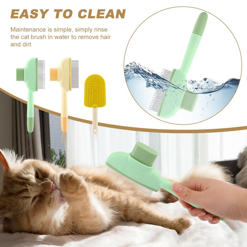 Pet Hair Removal Comb Flea Comb, 3 Pcs Long & Short Stainless Steel Teeth Deshedding Brush, Grooming Pet Hair, Cat Combs for Indoor Cats, Removal Tools - PawsPlanet Australia