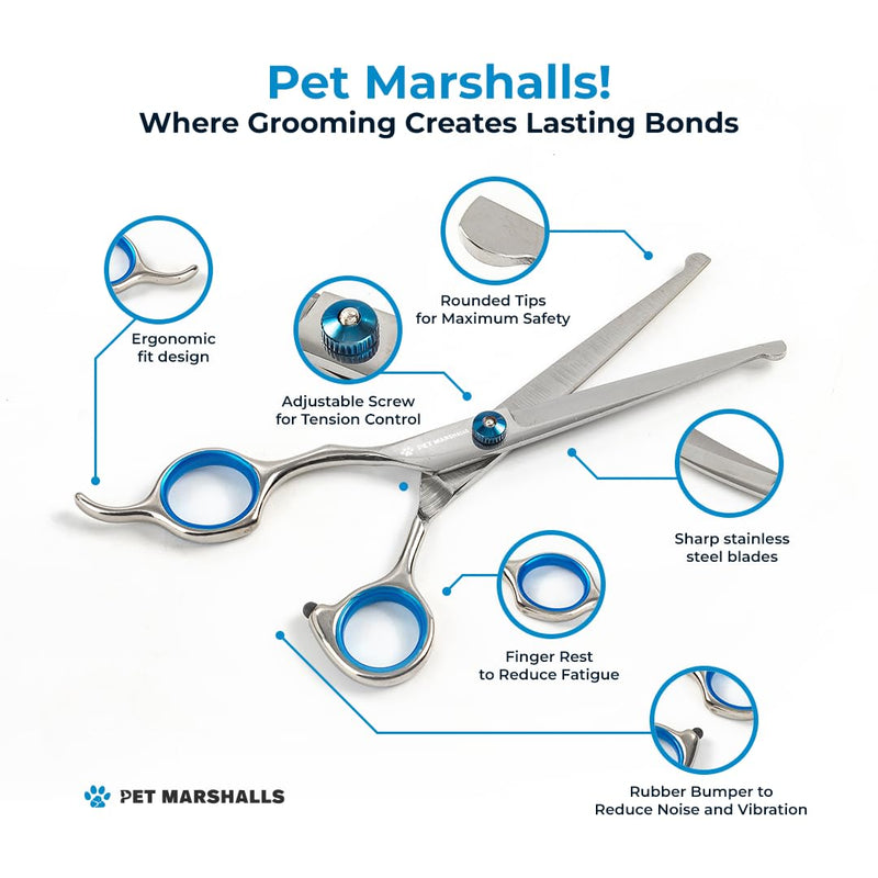 Professional Pet Grooming Kit 5-in-1 - Stainless Steel Trimming Scissors Set with Straight Hair Comb for Small and Large Pets - PawsPlanet Australia