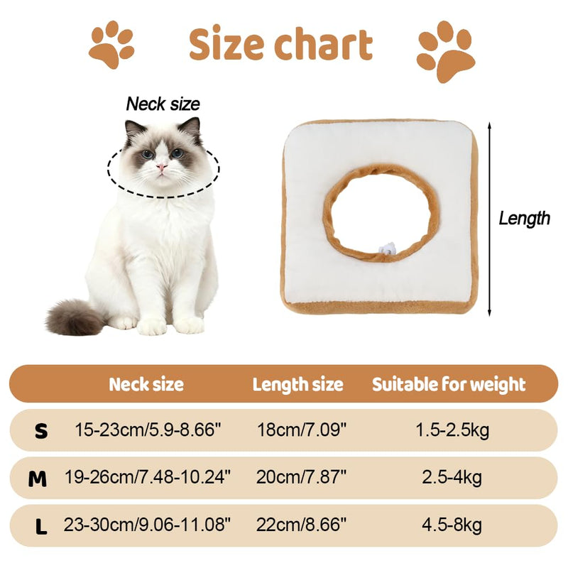 Cat Collar Soft Adjustable Plush Collar in Toast Design, Leak Protection Prevents Licking and Biting for Small to Medium Dogs
