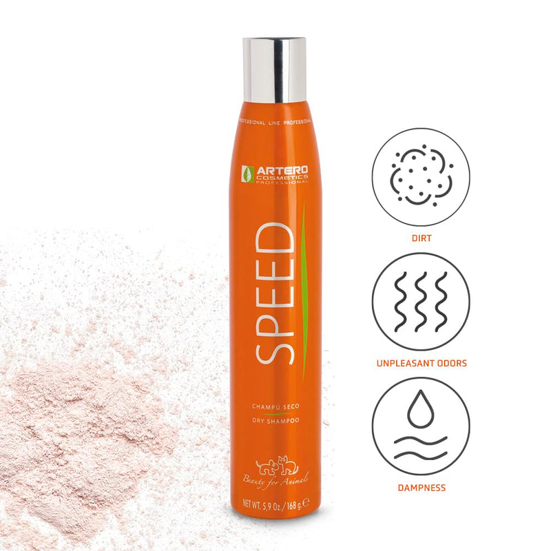 Artero Speed. Fabulous and effective shampoo for dogs and cats in spray without the need of water or rinsing.