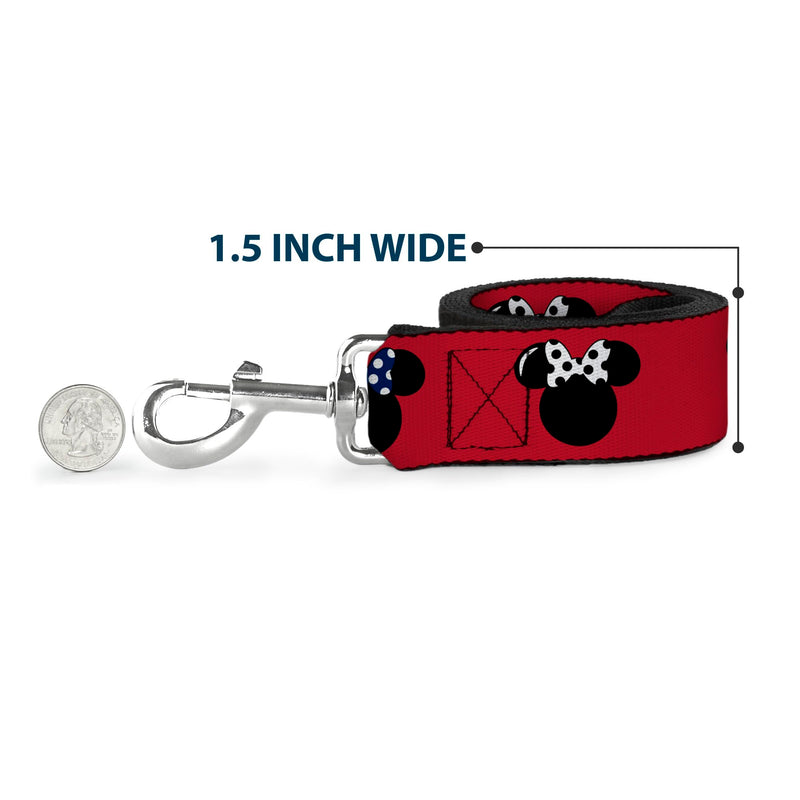 Buckle-Down Pet Leash - Minnie Mouse Silhouette Red/Black/Polka Dot - 6 Feet Long - 1.5" Wide - PawsPlanet Australia