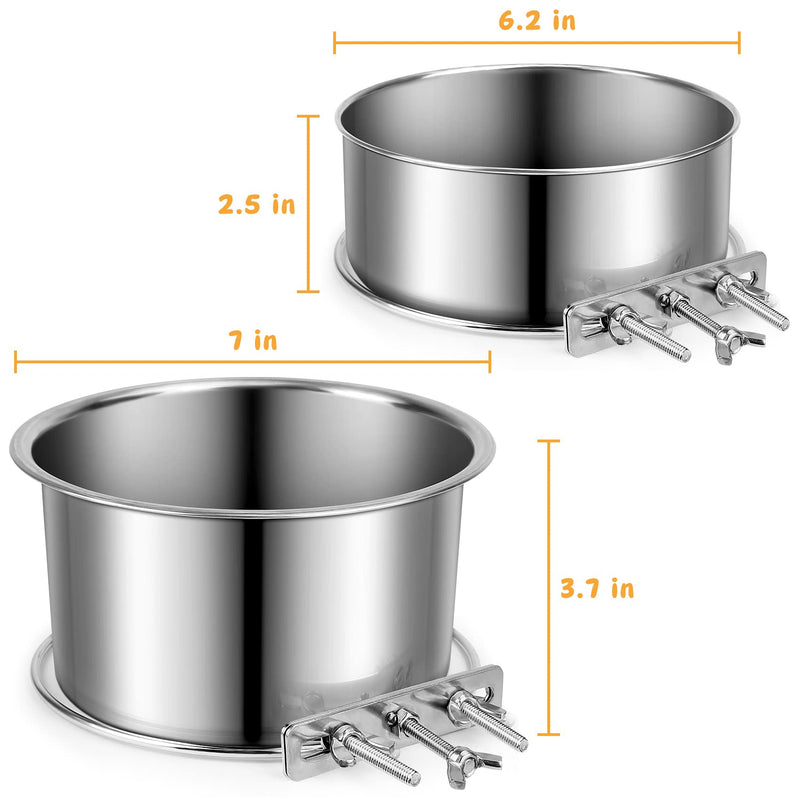 Stainless Steel Dog Bowls, ShineMe 40oz & 60oz No Spill Dog Crate Water and Food Bowls with Hanging Hook for Kennel, Cage and More, 7.0 x 3.7” & 6.2 x 2.5” Feeder Dish for Large and Medium Dogs L (7.0x3.7'' & 6.2x2.5'') - PawsPlanet Australia