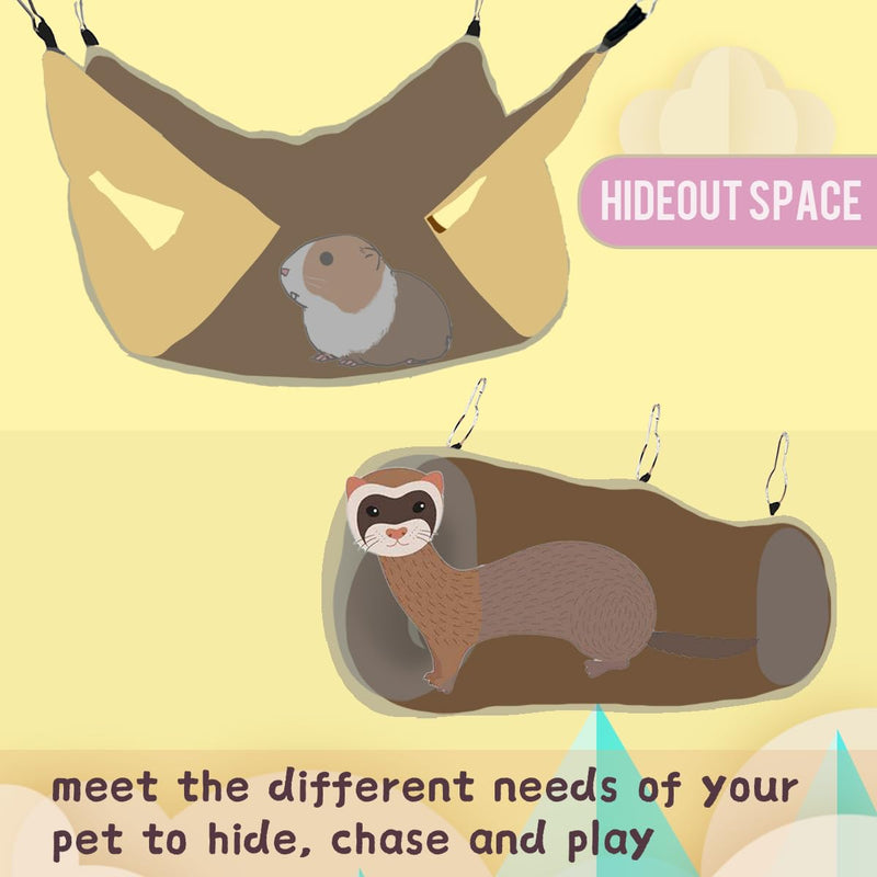 Ferret Rat Hammock Tunnel Toys Cage Accessories, Guinea Pig Hideout Tunnel, Warm Bed for Rat Ferret Guinea Pig Sleep Hide and Play (1.Hammock&Tunnel) 1.Hammock&tunnel - PawsPlanet Australia