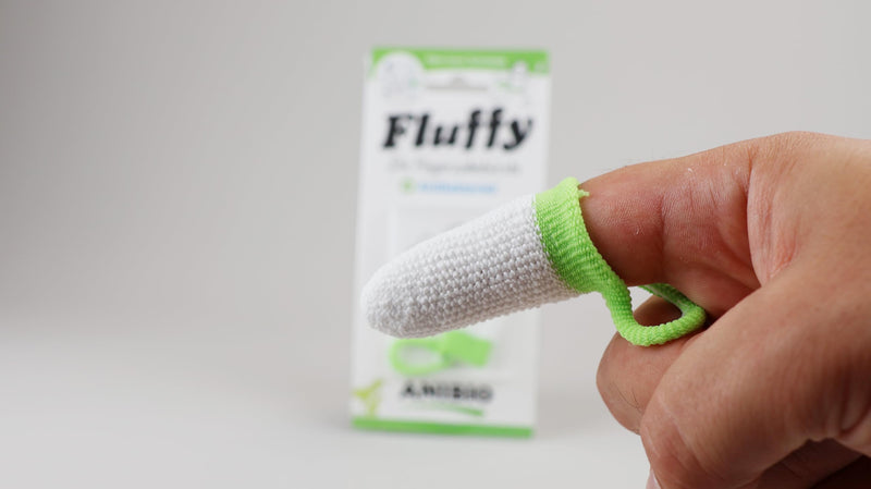 Anibio Fluffy (Pack of 2) Finger Toothbrush | Fingerling | Gently and Thoroughly Removes Plaque | Silver Ion Technology | Teeth Cleaning | Dog Teeth |