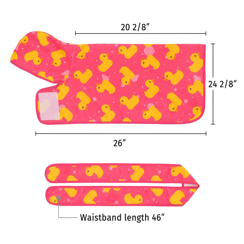 HDE Dog Bathrobe Super Absorbent Quick Drying Puppy Towel Wrap Coat Adjustable After Bath Robes with Hood for Dog Sizes S-XXL Pink Rubber Ducks M Medium - PawsPlanet Australia