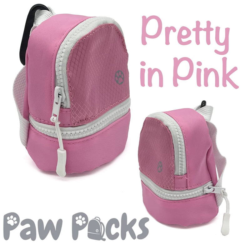 LLC Dog Backpack, Cat Backpack, Small Carrier | Clip on Harness or Leash, Fun Pet Treat Holder, Toy Bag, or Waste Dispenser | Dog Treat Training Pouch (Pretty in Pink) - PawsPlanet Australia