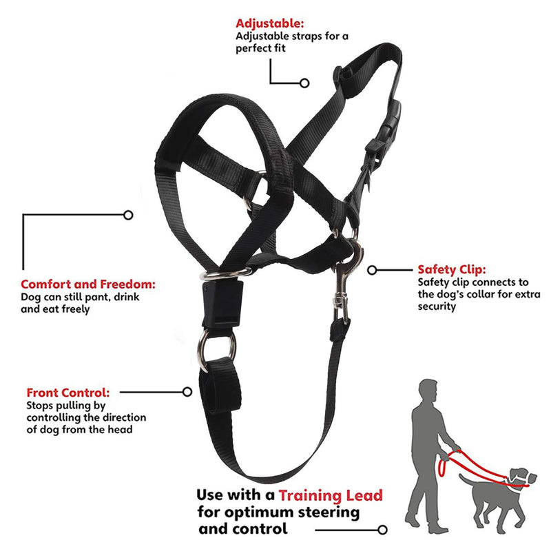 BARKLESS Head Collar with Safety Link, Soft Padded Halter to Prevent Dog Pulling on Leash, Gentle Anti-Pulling Training Solution for Walks, Adjustable No Pull Dog Nose Leash (XXL, Black) XXL