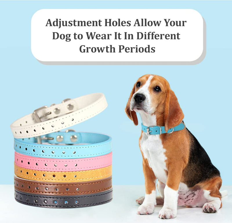 Puppy Collars for Litter - 14 Color Adjustable ID Collar Identification Leather Small Dog Collars for Puppy Medium Large Breed Dogs - Neck 6~13 Inches S(Neck:6''~13'')