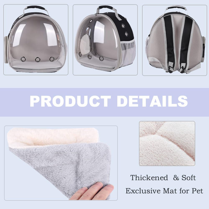 Portable Small Animal Backpack Travel Breathable Pet Carrier Bag Cages for Guinea Pig, Rabbit, Bearded Dragon, Squirrel, Tortoise, Bird, Lizard, Sugar Glider Black - PawsPlanet Australia