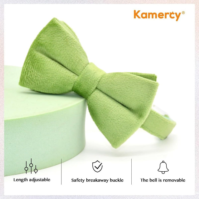 Cat Collars Bow, Sage Green Velvet Cat Collar, Safety Breakaway Cat Collar XX-Small - PawsPlanet Australia