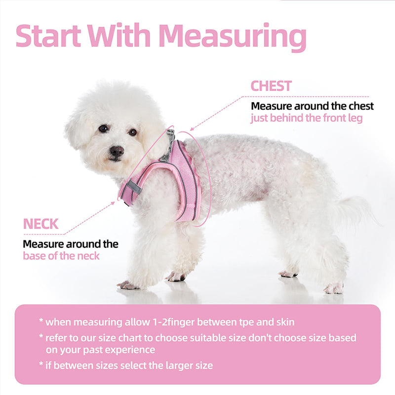 Sparkly Dog Harness Small Sized and Leash Set for Small Dogs Cats,Pink XXS Puppy Harness, Step in Soft Dog Reflective Vest, Breathable Mesh Pet Harness. (Pink, XXS) Pink - PawsPlanet Australia