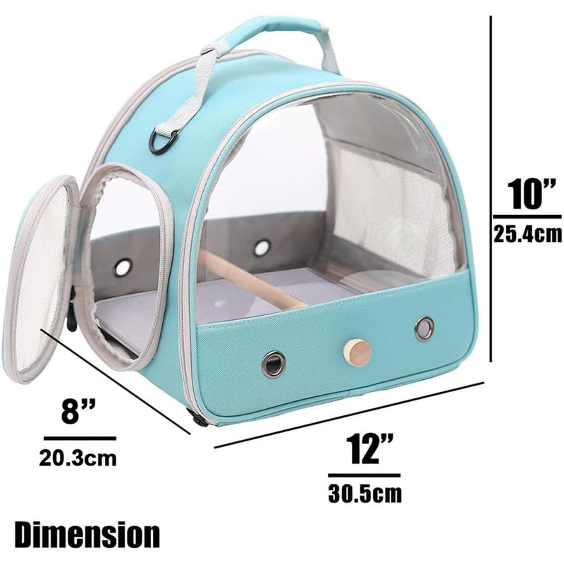 Small Bird Travel Cage Carrier, Portable Parrot Parakeet Carrier with Standing Perch and Comfy Mat, Budgies Carry Transport Bag for Vet Visit Shopping and Outdoor Adventure. Green Clear Windows - PawsPlanet Australia