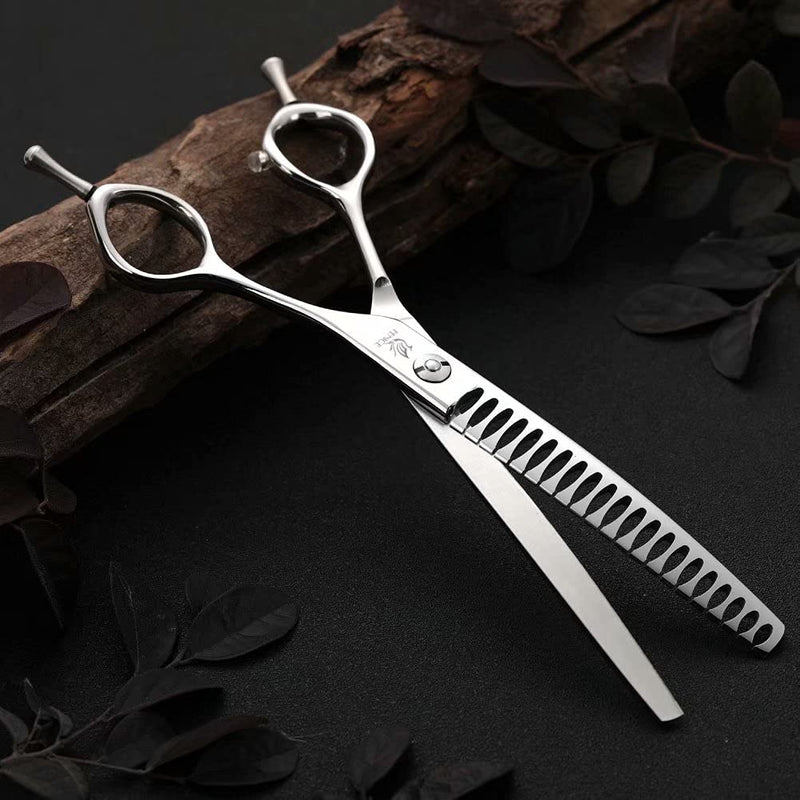Fenice Peak Dog Grooming Shears Curved Chunker Scissors for Dogs and Cats Face Body Trimming Shears 440C 7'' fishbone teeth 7'' - PawsPlanet Australia