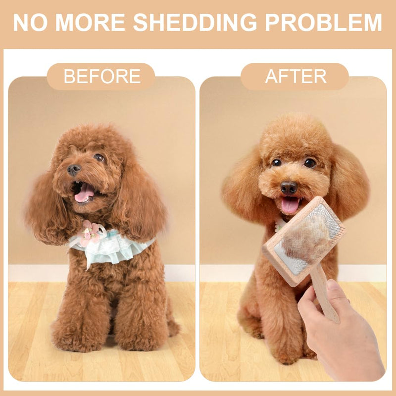 Wooden Wool Carder Hand Carders, Pack of 2 Gentle Soft Needle Brush, Slicker Brush for Dogs, Spiders and Weaves, Card Brushes for Needle Felting Wool 17x11.8+16x9.5cm