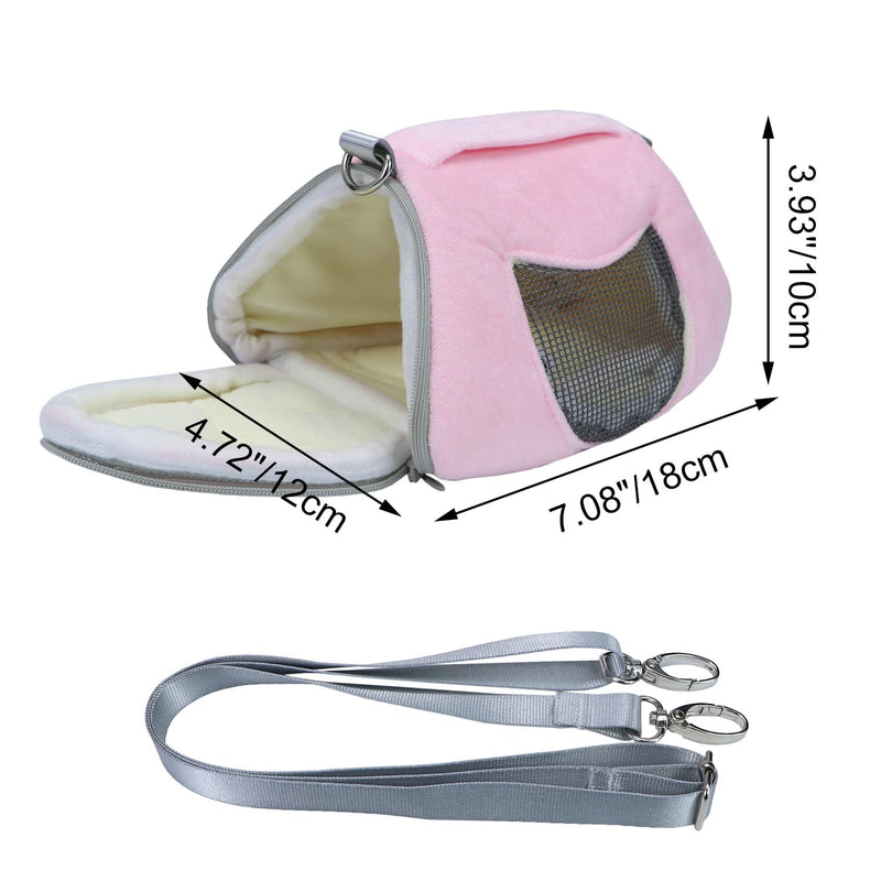 Hamster Travel Carrier Portable Outgoing Breathable with Adjustable Shoulder Strap Pet Carrying Bag for Sugar Glider Hamster Rat Chipmunk Large Pink