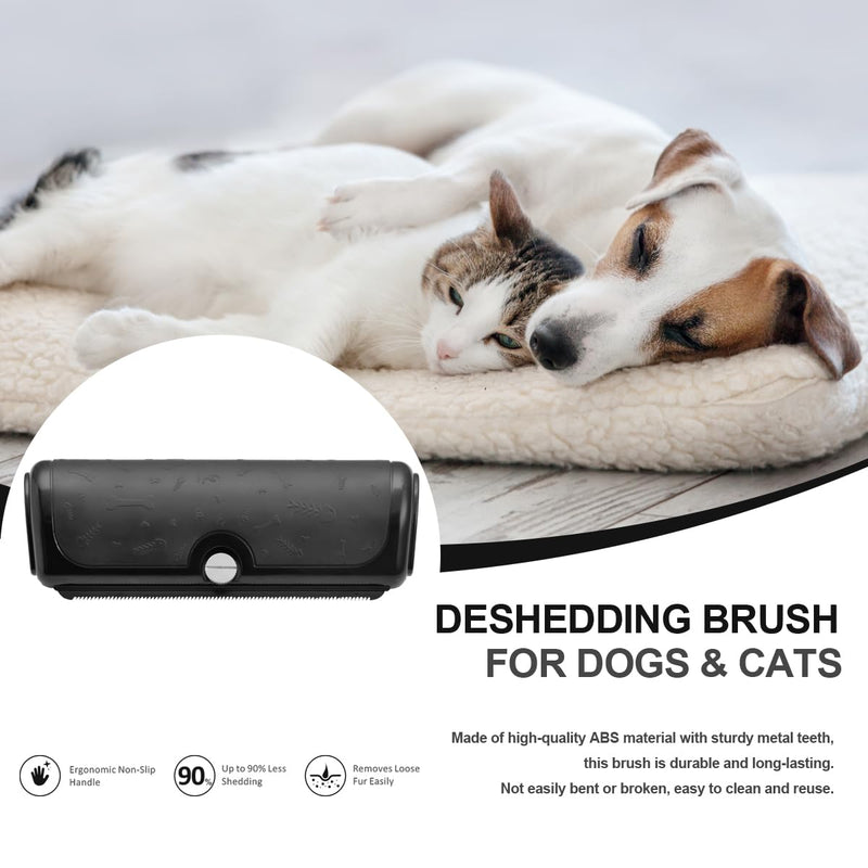 Effective Deshedding Dog Brush for Shedding Control – Gentle Grooming Tool for Dogs, Cats & Horses – Ergonomic Handle for Comfortable Fur Care – Ideal for Short & Long Hair(Black) Black - PawsPlanet Australia